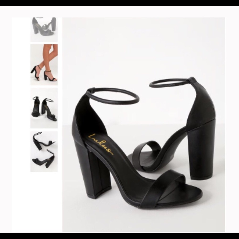 Caleigh black ankle strap heels